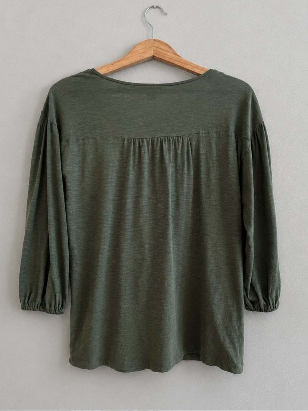 Style & Co Women’s Small Olive Green Embroidered Floral Boho Cotton Peasant Top - Picture 7 of 7